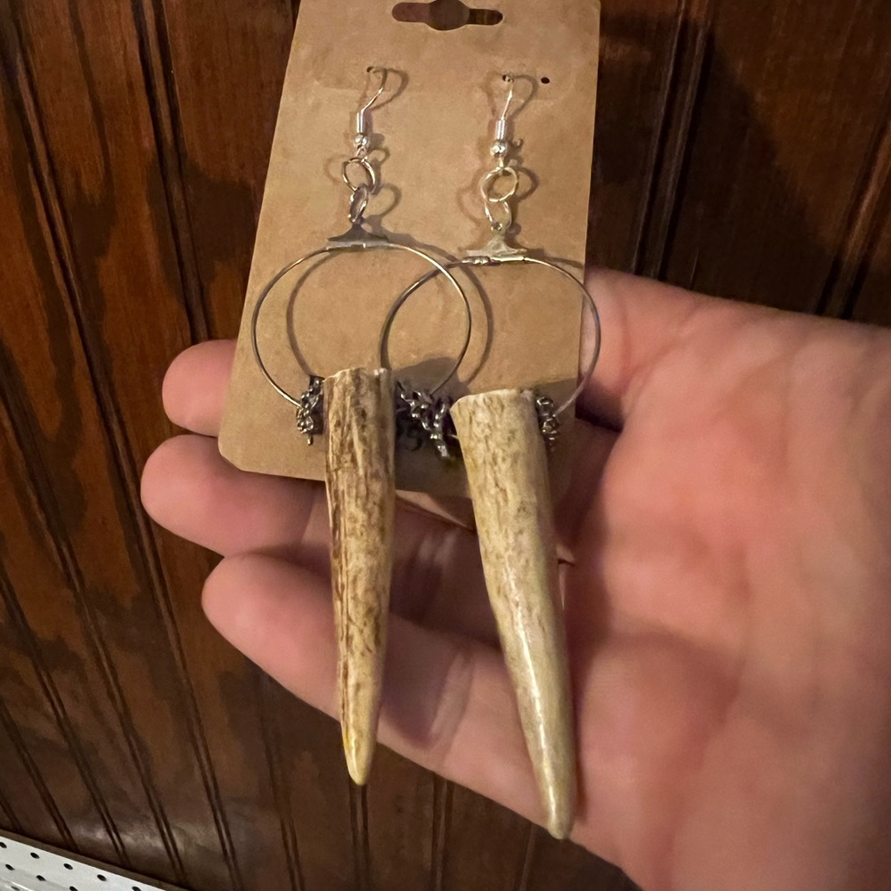 Deer Antler Tip Earrings With Sterling Hooks